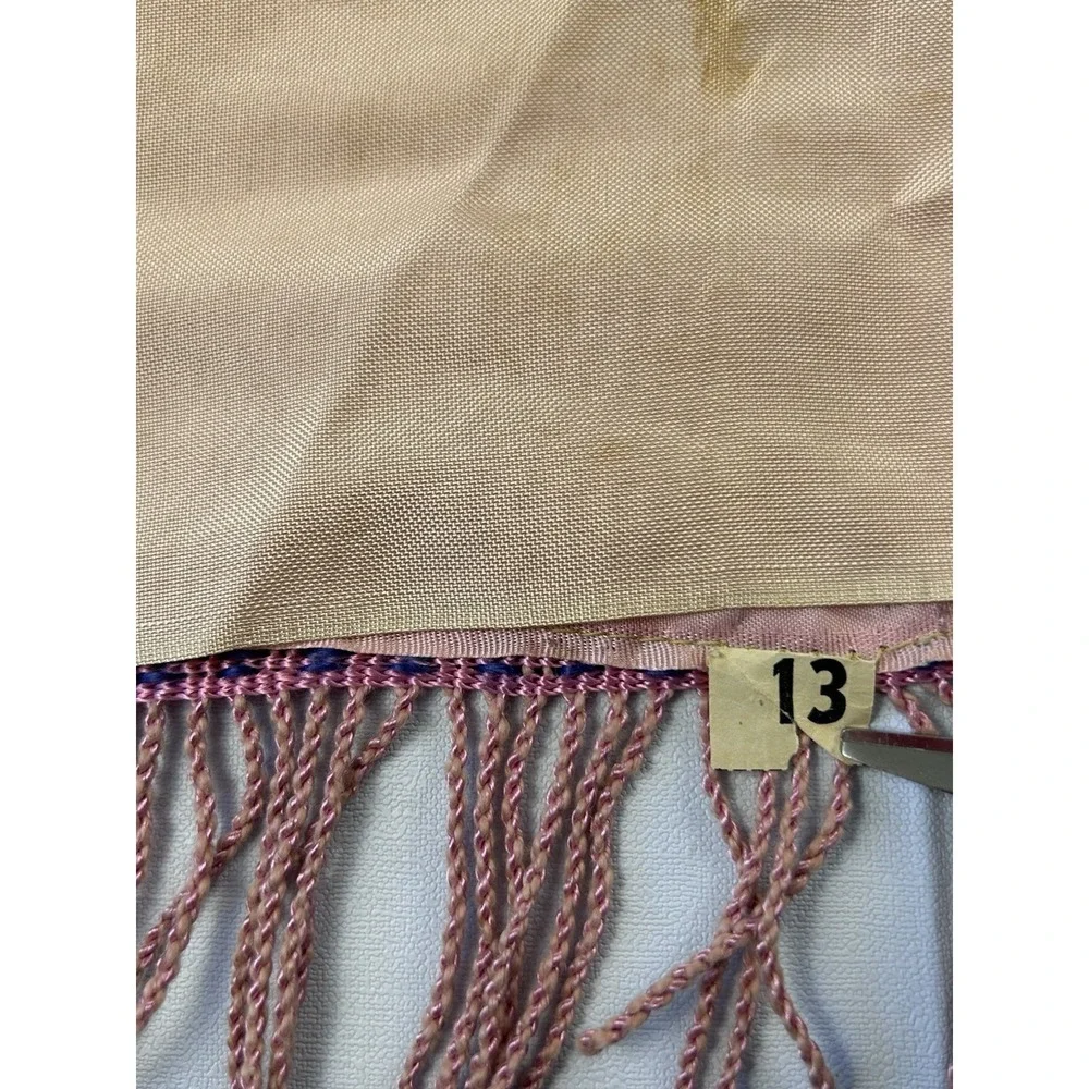 Vintage Satin Mother Poem Pillowcase Pink Floral Fringe Sentimental Decor